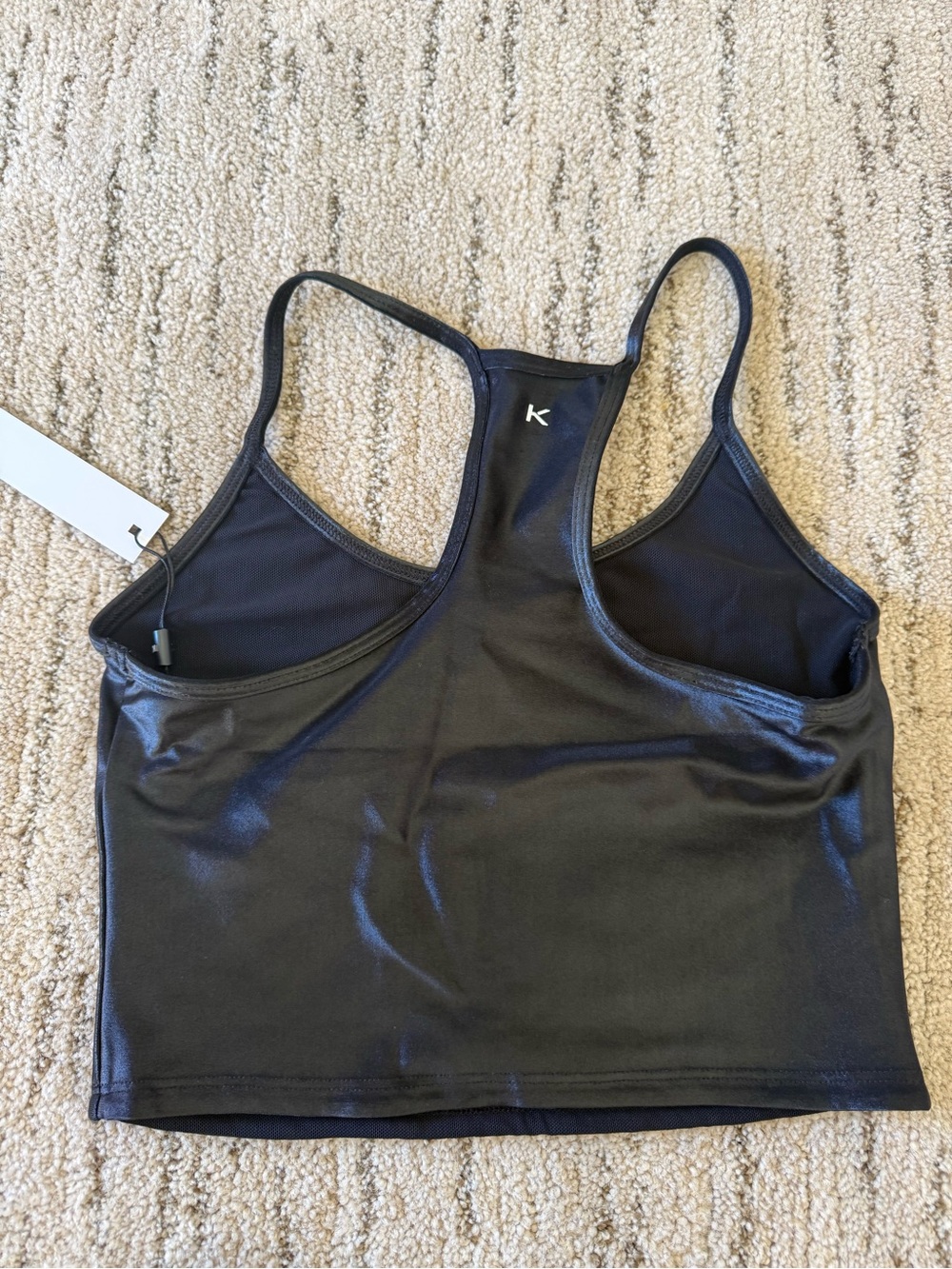 Koral Black Faux Leather High-Waist Cropped Leggings & Crop Tank Set - Picture 3 of 6